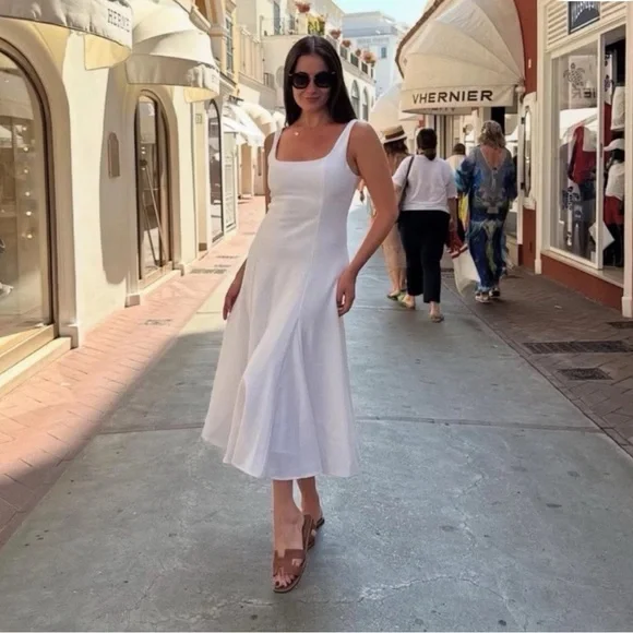 Zara NWT white linen blend midi dress 3269/709 - Picture 9 of 13